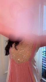 Blush Pink Chanderi Silk Beadwork Kurti Set with Dupatta