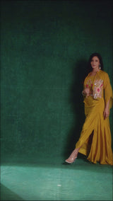 Crepe – Draped Skirt and Shrug Ensemble with Hand Detail